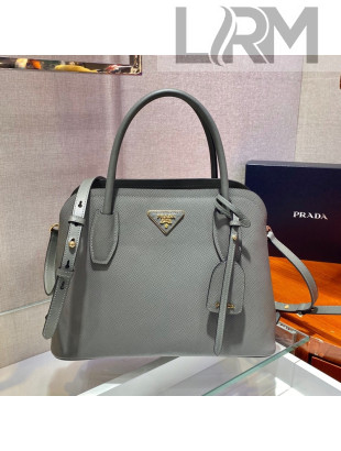 Prada Small Matinée Handbag 1BA295 Grey 2021