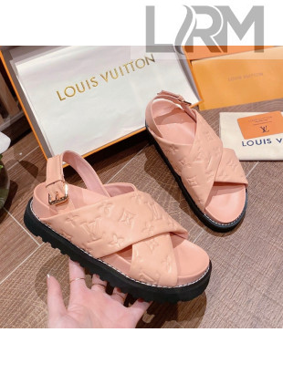 Louis Vuitton Paseo Flat Comfort Crossover Monogram Leather Sandals Pink 2022