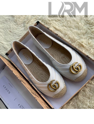 Gucci Leather Flat Espadrille with Double G ‎602505 White 2019