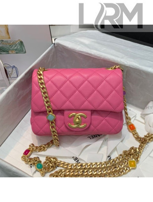 Chanel Lambskin Resin Stones Chain Mini Flap Bag AS2379 Pink 2021