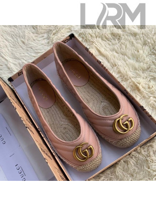 Gucci Leather Flat Espadrille with Double G ‎602505 Light Pink 2019