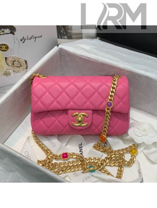 Chanel Lambskin Resin Stones Chain Small Flap Bag AS2380 Pink 2021