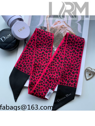 Dior Bandeau Scarf in Red Multicolor Mizza Twilly Silk 6x106cm 2021