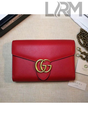 Gucci GG Marmonet Leather Mini Chain Bag 401232 Red