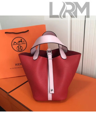 Hermes Togo Calfskin Leather Picotin Lock PM Bag Red/Pink