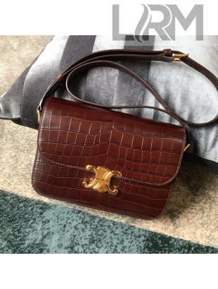 Celine Medium Rriomphe Bag in Crocodile Leather Brown Caramel 2019