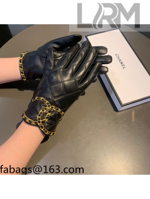 Chanel CC Lambskin and Cashmere Gloves Black 2021 28