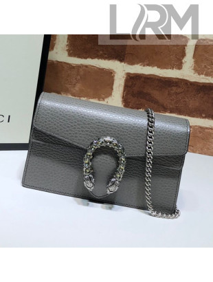Gucci Dionysus Super Mini Bag in Grey Leather 476432 2020