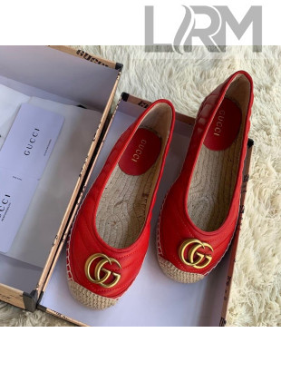 Gucci Leather Flat Espadrille with Double G ‎602505 Red 2019