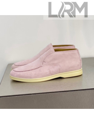 Loro Piana High-top Suede Flat Loafers Light Pink 2021 1118131