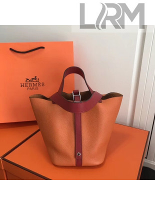 Hermes Togo Calfskin Leather Picotin Lock PM Bag Orange/Red