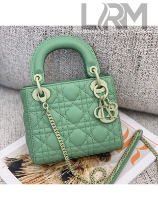 Dior Mini Lady Dior Bag in Ultra-Matte Cannage Calfskin Green 2020