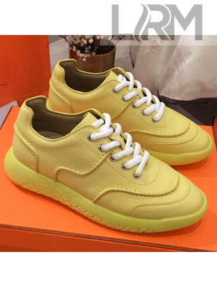 Hermes Turn Stitch Leather Sneaker Yellow 2019