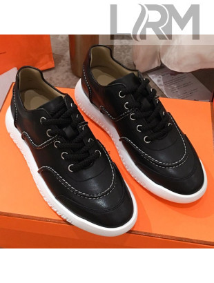 Hermes Turn Stitch Leather Sneaker Black 2019