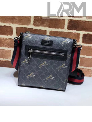 Gucci GG Supreme Samll Messenger Bag With Tiger Print 523599 Black