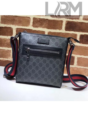 Gucci GG Supreme Samll Messenger Bag With Zipper 523599 Black