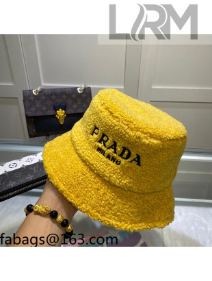 Prada Shearling Bucket Hat Yellow 2021 110519