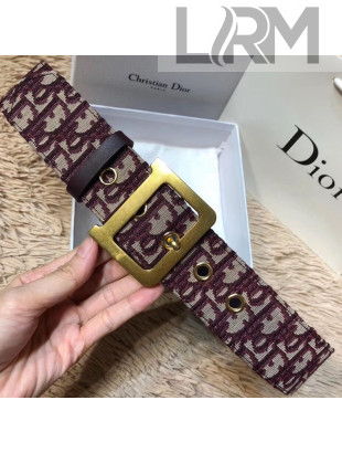 Dior Burgundy Oblique Canvas Belt Bag with Gold D Buckle 34mm 2019