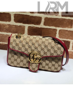 Gucci GG Marmont Small Shoulder Bag ‎443497 Beige/Burgundy 2021