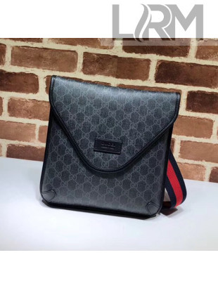 Gucci GG Supreme Flap Messenger Bag 599521 Black