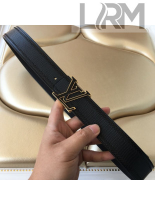 Louis Vuitton Embossed Leather Belt 38mm with LV Buckle Black/Gold 2019
