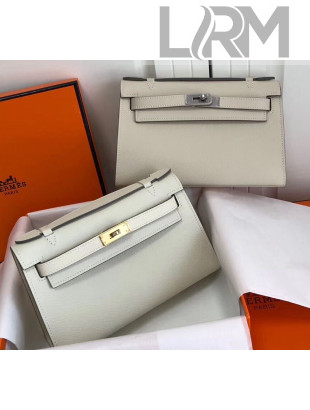 Hermes Mini Kelly 22 Clutch Bag in Epsom Leather(Half Handmade) Creamy White 