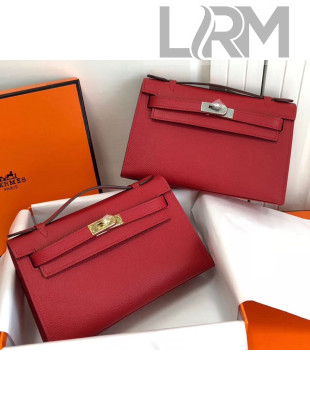 Hermes Mini Kelly 22 Clutch Bag in Epsom Leather(Half Handmade) Red