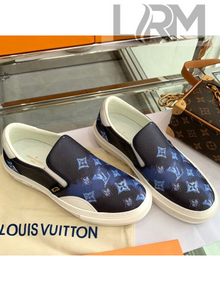 Louis Vuitton LV Ollie Monogram Leather Slip on Sneakers Navy Blue 2021