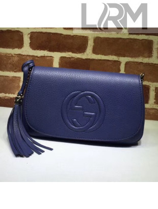 Gucci 336752 Soho Tassel Leather Chain Shoulder Bag Blue