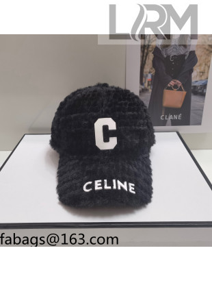 Celine Fur Baseball Hat Black 2021 110526