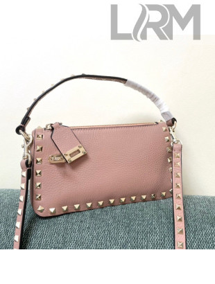 Valentino Small Rockstud Grainy Calfskin Crossbody Bag Light Pink 2021 5500