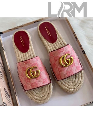 Gucci GG Matelassé Canvas Espadrille Sandal Pink 2020