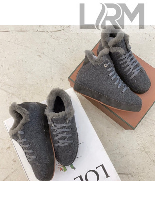Loro Piana Suede Cashmere Sneaker with Fur Dark Grey 2021 111907