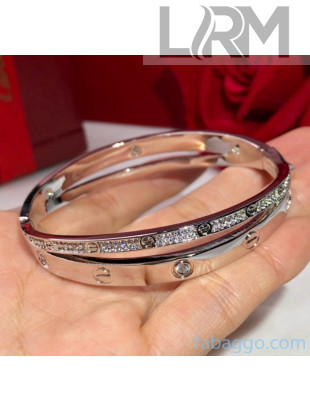 Cartier Crystal Double Love Bracelet Silver 2021