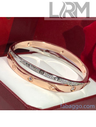 Cartier Crystal Double Love Bracelet Pink Gold/Silver 2021
