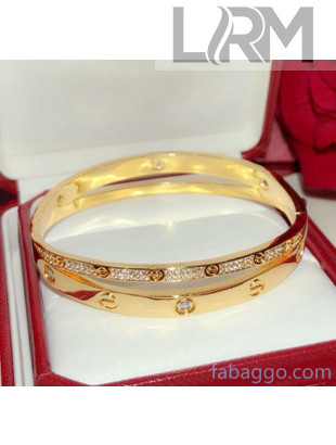 Cartier Crystal Double Love Bracelet Gold 2021