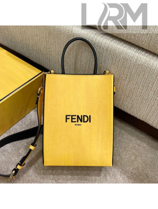 Fendi Pack Leather Small Shopping Bag Yellow 2021