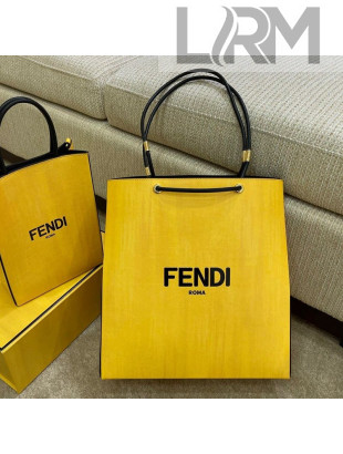 Fendi Pack Leather Medium Shopping Bag Yellow 2021