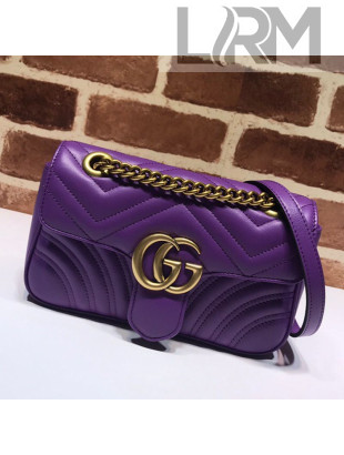 Gucci GG Marmont Leather Mini Bag 446744 Purple 2021