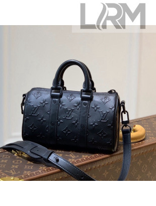 Louis Vuitton Keepall XS Bag in Monogram Seal Leather M57960 Black 2021
