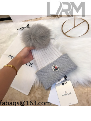 Moncler Wool Knit Hat White/Grey 2021 110537