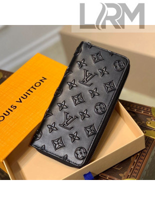 Louis Vuitton Zippy Vertical Wallet in Monogram Seal Leather M80505 Black 2021