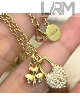 Dior Heart Lock and Clover Pendant Necklace 2019