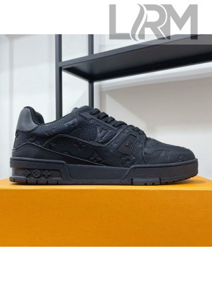 Louis Vuitton Men's Trainer Monogram Leather Sneakers All Black 2021