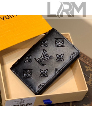 Louis Vuitton Pocket Organizer Slender Wallet in Monogram Seal Leather M80508 Black 2021