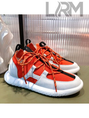 Hermes Duel Knit and Calfskin Sneakers Orange/White 2021 