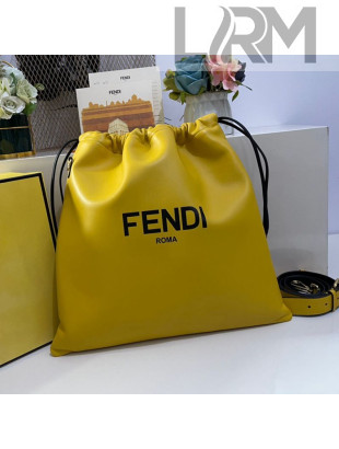 Fendi Pack Medium Pouch Bucket Bag in Yellow Nappa Leather Bag 2020