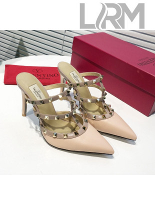 Valentino Heel Rockstud Mule Sandal 95mm Pink 2019