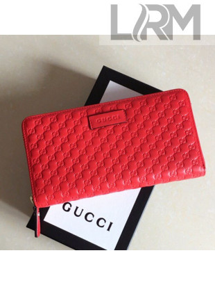 Gucci GG Leather Zip Long Wallet 449396 Red 2021