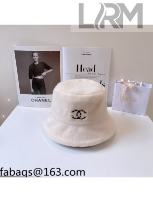 Chanel Mink Fur Bucket Hat White 2021 110541